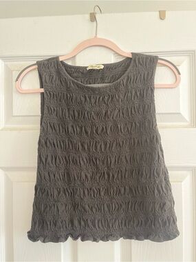 Madewell Gray Smocked Sleeveless Tank
